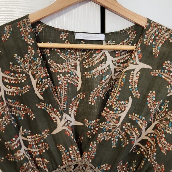 Vintage Charlotte Russe Women's Green Babydoll Top Size Med Crochet Glitter Y2K - Picture 7 of 9